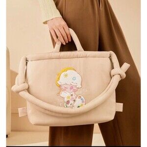 Pop  Mart Dimoo Weaving  Wonders Bag – Beige Tote with Embroidered Dimoo